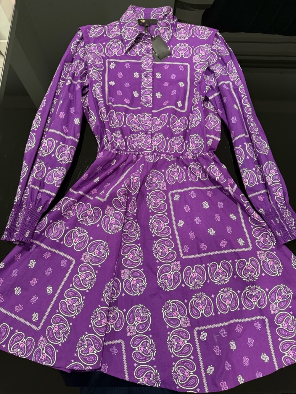 Maje Purple Bandana Print Midi Dress